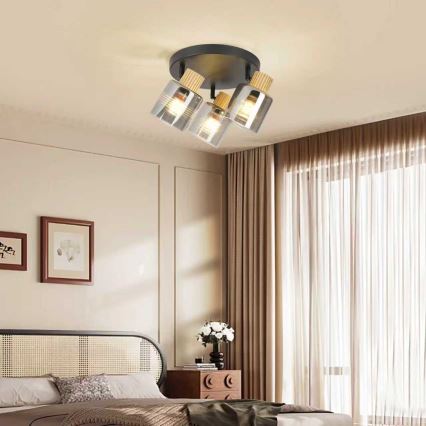 Brilagi - Lámpara de focos HYGGE 3xE14/15W/230V negro/ahumado