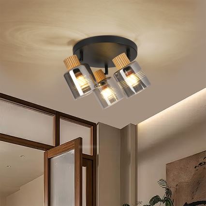 Brilagi - Lámpara de focos HYGGE 3xE14/15W/230V negro/ahumado