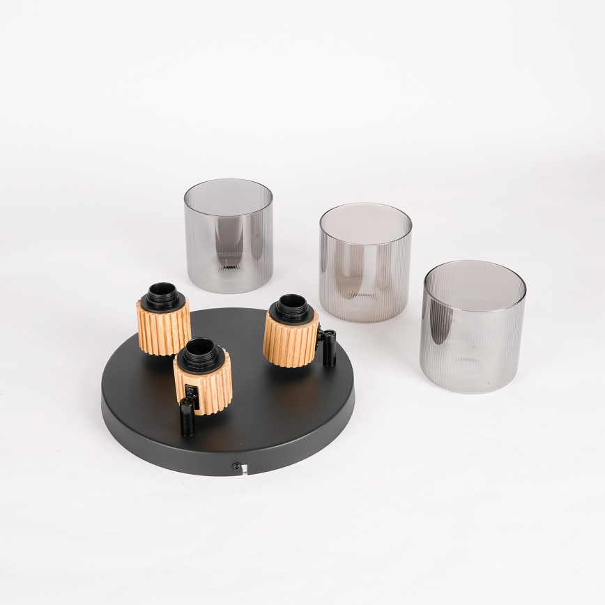 Brilagi - Lámpara de focos HYGGE 3xE14/15W/230V negro/ahumado