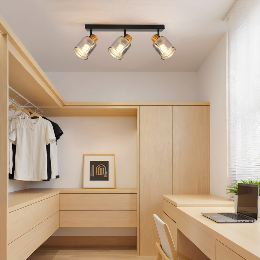 Brilagi - Lámpara de focos HYGGE 3xE14/15W/230V negro/ahumado