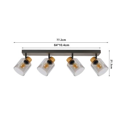 Brilagi - Lámpara de focos HYGGE 3xE14/15W/230V negro/ahumado