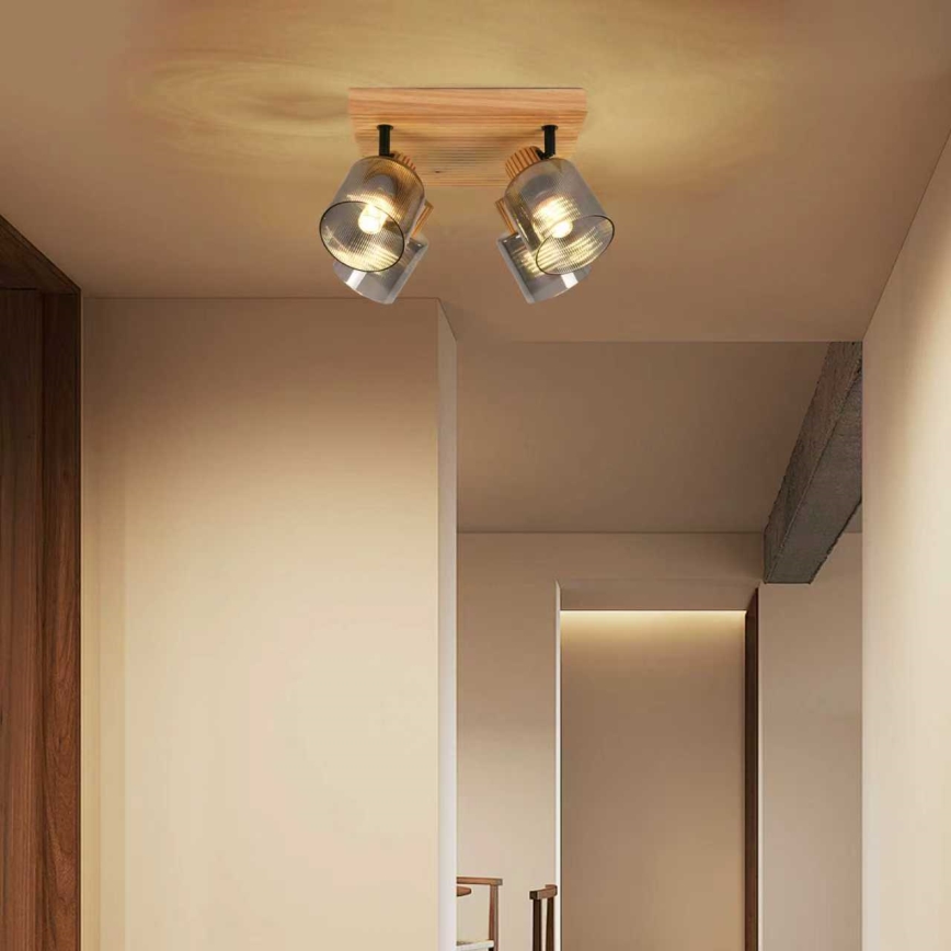 Brilagi - Lámpara de focos HYGGE 4xE14/15W/230V madera/ahumada