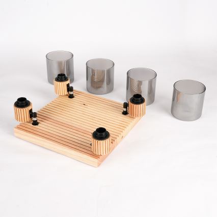 Brilagi - Lámpara de focos HYGGE 4xE14/15W/230V madera/ahumada