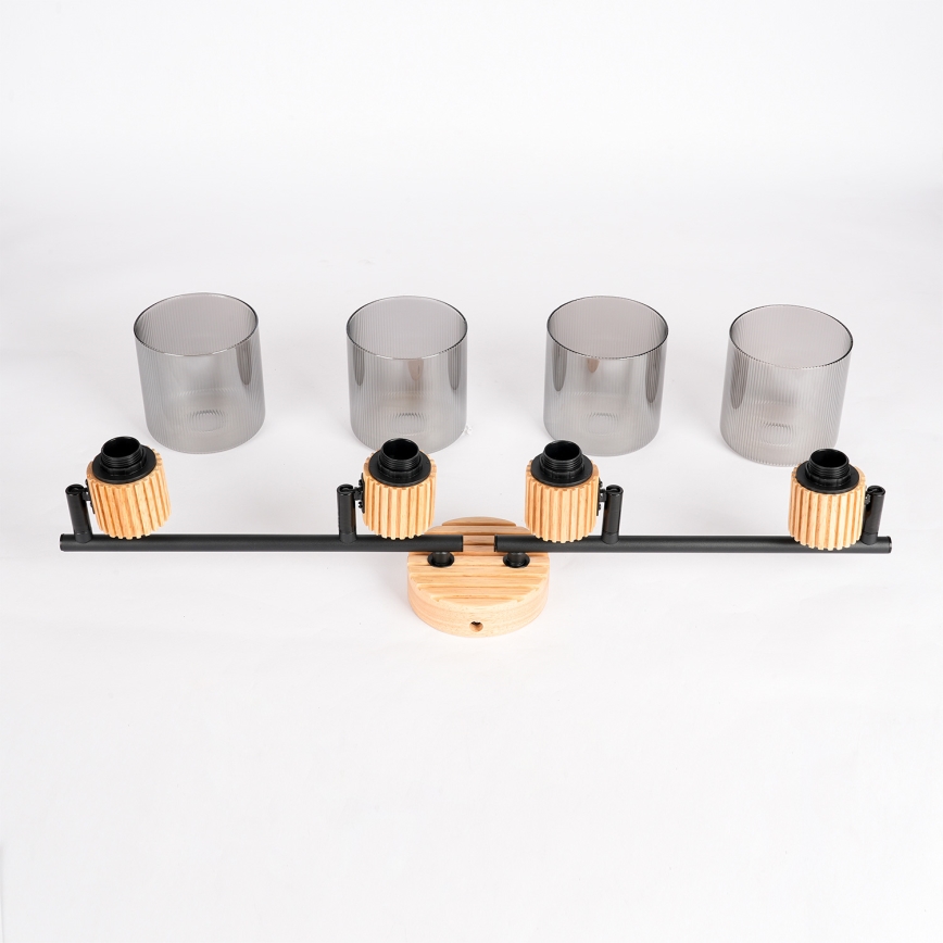 Brilagi - Lámpara de focos HYGGE 4xE14/15W/230V madera/ahumado