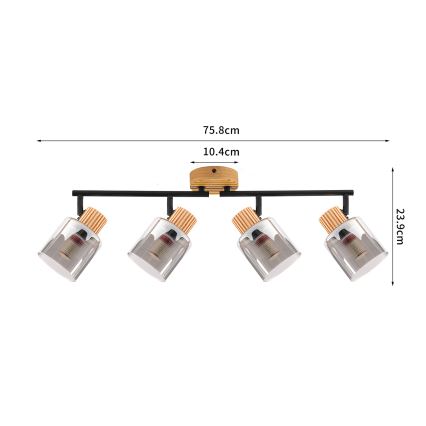 Brilagi - Lámpara de focos HYGGE 4xE14/15W/230V madera/ahumado