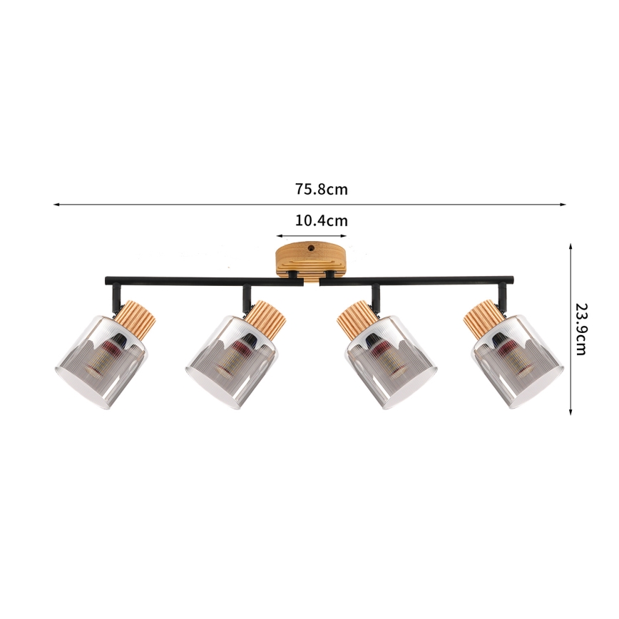Brilagi - Lámpara de focos HYGGE 4xE14/15W/230V madera/ahumado