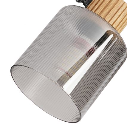 Brilagi - Lámpara de focos HYGGE 4xE14/15W/230V madera de caucho/ahumado