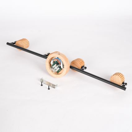 Brilagi - Lámpara de focos HYGGE 4xE14/15W/230V madera de caucho/ahumado