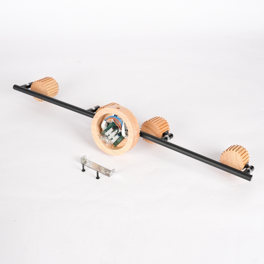 Brilagi - Lámpara de focos HYGGE 4xE14/15W/230V madera de caucho/ahumado