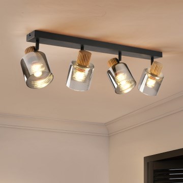 Brilagi - Lámpara de focos HYGGE 4xE14/15W/230V negro/ahumado