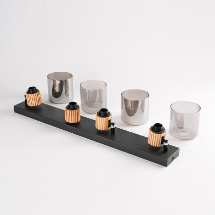Brilagi - Lámpara de focos HYGGE 4xE14/15W/230V negro/ahumado