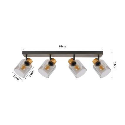 Brilagi - Lámpara de focos HYGGE 4xE14/15W/230V negro/ahumado