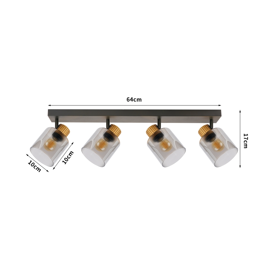 Brilagi - Lámpara de focos HYGGE 4xE14/15W/230V negro/ahumado