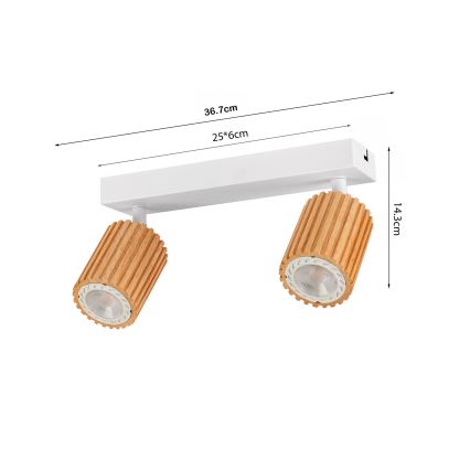 Brilagi - Lámpara de focos MODERN WOOD 2xGU10/8W/230V madera/blanco