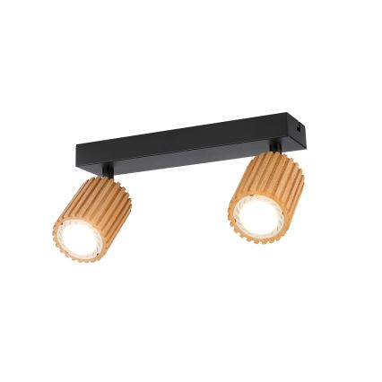 Brilagi - Lámpara de focos MODERN WOOD 2xGU10/8W/230V madera de caucho/negro
