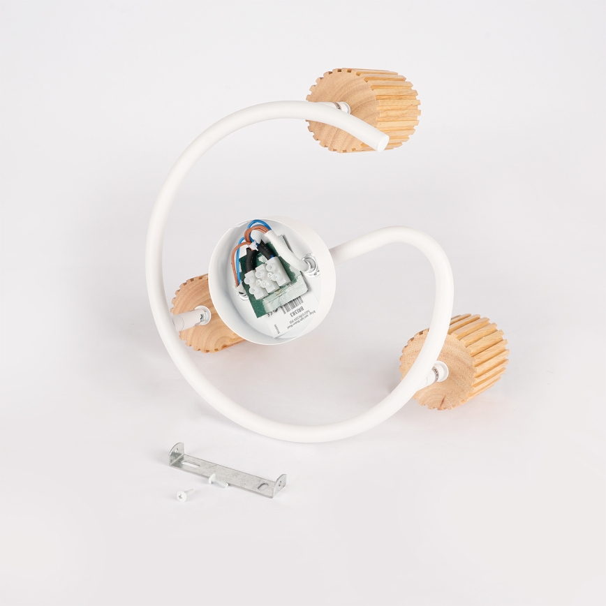 Brilagi - Lámpara de focos MODERN WOOD 3xGU10/8W/230V madera de caucho/blanco
