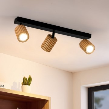 Brilagi - Lámpara de focos MODERN WOOD 3xGU10/8W/230V madera de caucho/negro