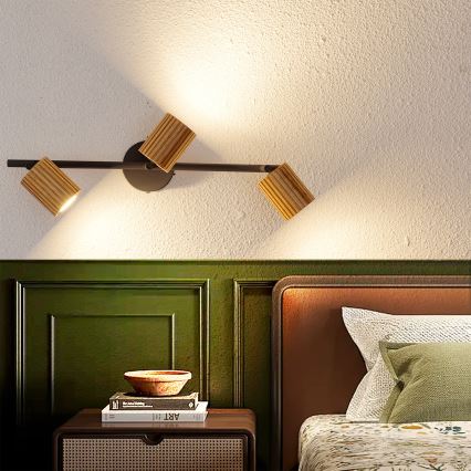 Brilagi - Lámpara de focos MODERN WOOD 3xGU10/8W/230V madera/negro