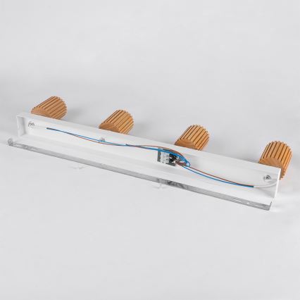 Brilagi - Lámpara de focos MODERN WOOD 4xGU10/8W/230V madera de caucho/blanco