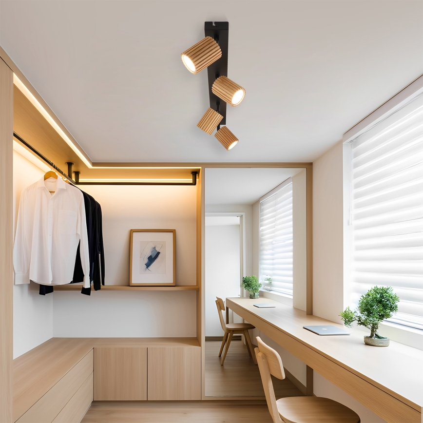 Brilagi - Lámpara de focos MODERN WOOD 4xGU10/8W/230V madera/negro