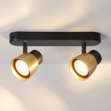 Brilagi - Lámpara de focos NUGGET 2xGU10/30W/230V negro/dorado