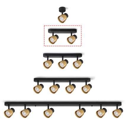 Brilagi - Lámpara de focos NUGGET 2xGU10/30W/230V negro/dorado