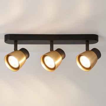 Brilagi - Lámpara de focos NUGGET 3xGU10/30W/230V negro/dorado