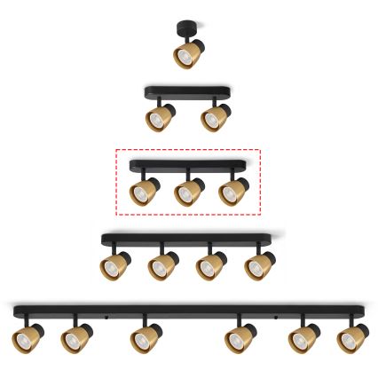 Brilagi - Lámpara de focos NUGGET 3xGU10/30W/230V negro/dorado