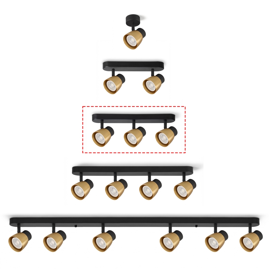 Brilagi - Lámpara de focos NUGGET 3xGU10/30W/230V negro/dorado
