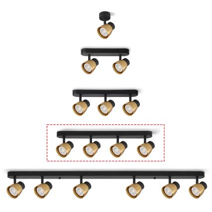 Brilagi - Lámpara de focos NUGGET 4xGU10/30W/230V negra/dorada