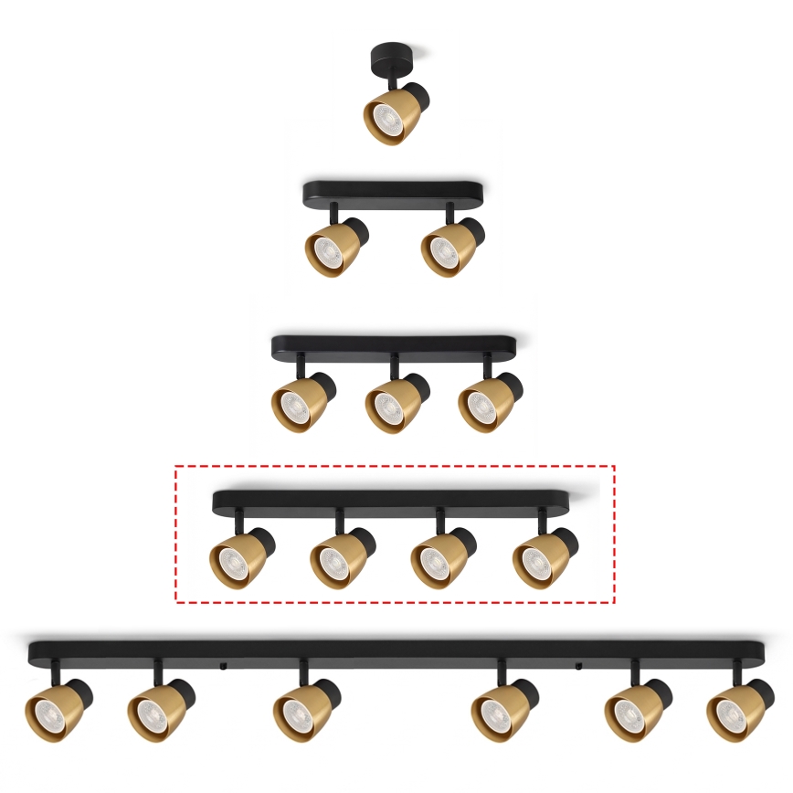 Brilagi - Lámpara de focos NUGGET 4xGU10/30W/230V negra/dorada