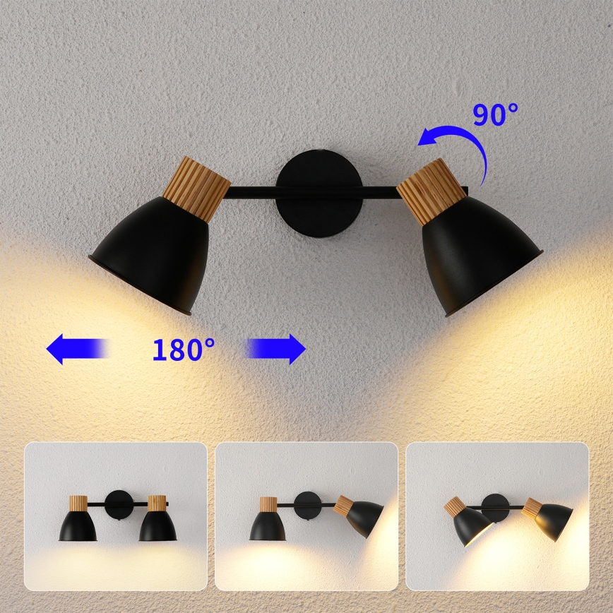 Brilagi - Lámpara de focos ODENSE 2xE14/10W/230V madera/negro