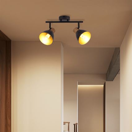 Brilagi - Lámpara de focos ODENSE 2xE14/10W/230V madera/negro