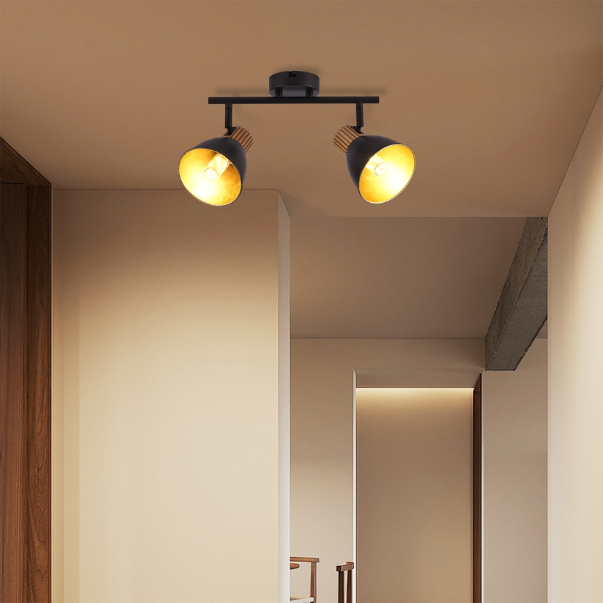 Brilagi - Lámpara de focos ODENSE 2xE14/10W/230V madera/negro