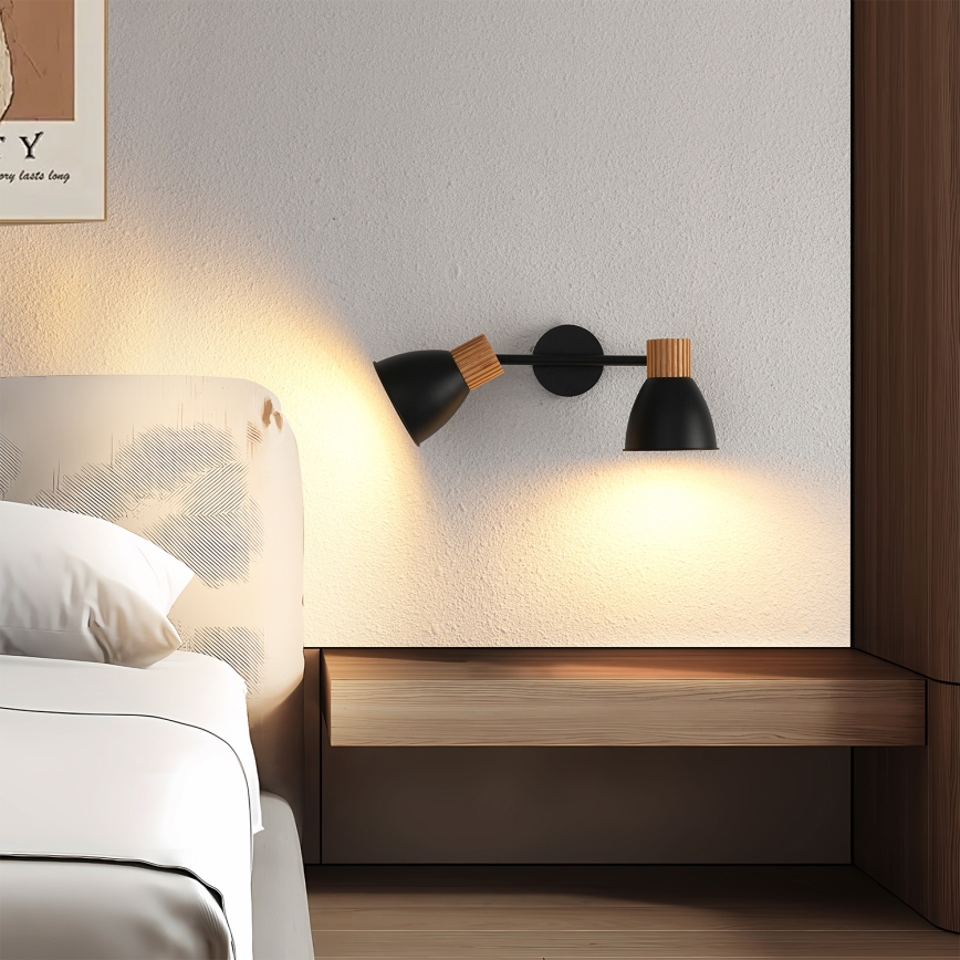 Brilagi - Lámpara de focos ODENSE 2xE14/10W/230V madera/negro