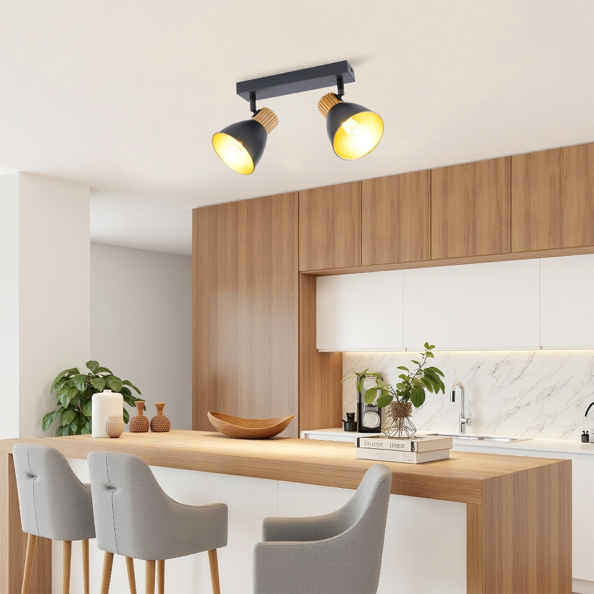 Brilagi - Lámpara de focos ODENSE 2xE14/10W/230V madera/negro