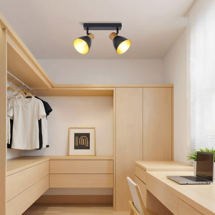 Brilagi - Lámpara de focos ODENSE 2xE14/10W/230V madera/negro