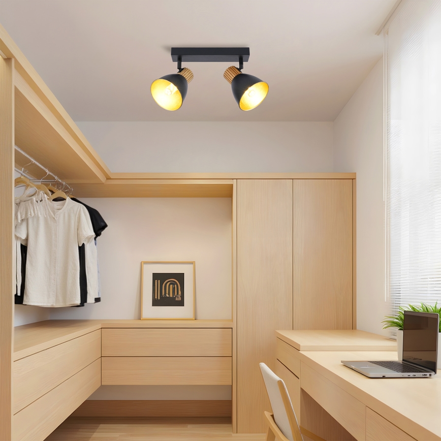 Brilagi - Lámpara de focos ODENSE 2xE14/10W/230V madera/negro