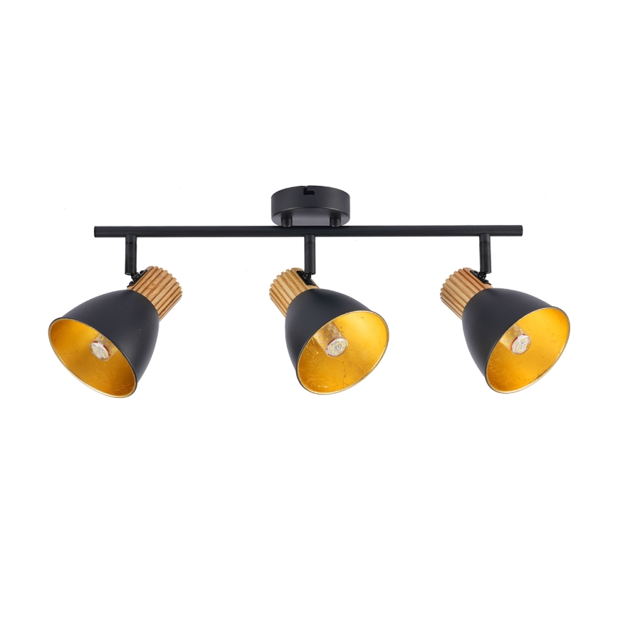 Brilagi - Lámpara de focos ODENSE, 3x E14 (10W), 230V, acabado madera/negro