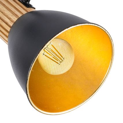 Brilagi - Lámpara de focos ODENSE, 3x E14 (10W), 230V, acabado madera/negro