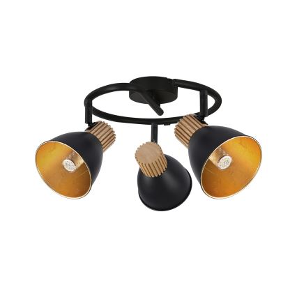 Brilagi - Lámpara de focos ODENSE 3xE14/10W/230V madera de caucho/negro