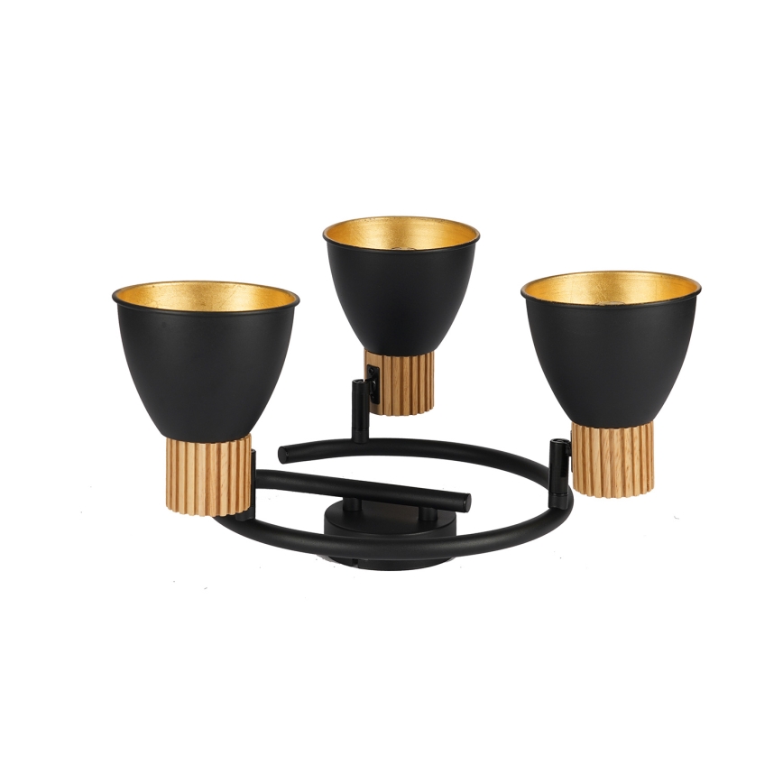 Brilagi - Lámpara de focos ODENSE 3xE14/10W/230V madera de caucho/negro