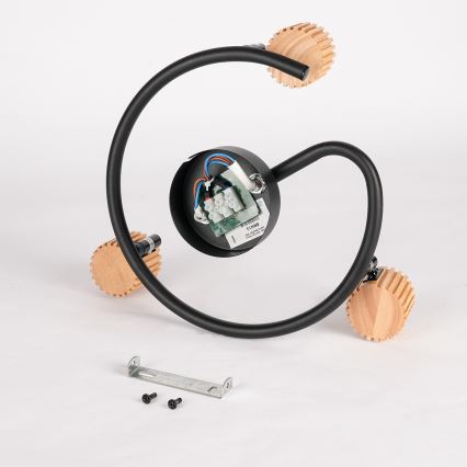 Brilagi - Lámpara de focos ODENSE 3xE14/10W/230V madera de caucho/negro