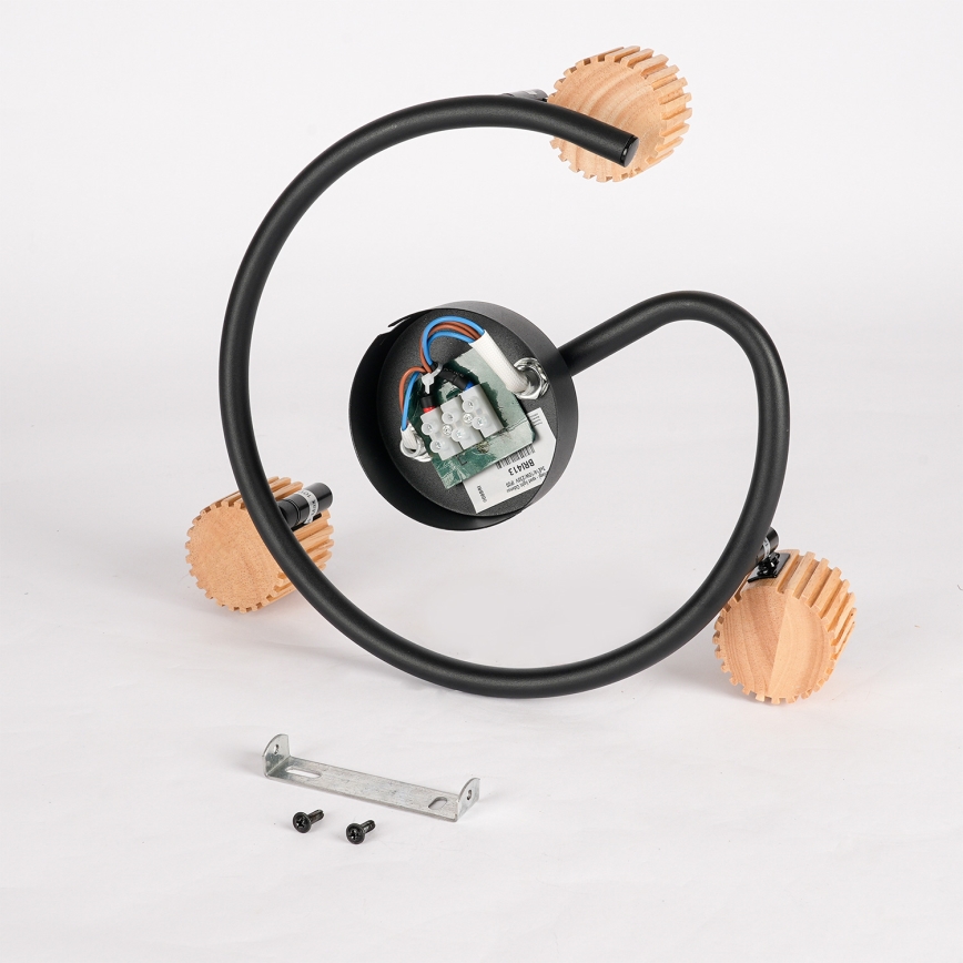 Brilagi - Lámpara de focos ODENSE 3xE14/10W/230V madera de caucho/negro