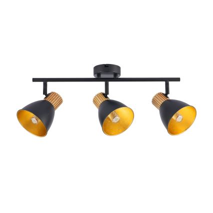 Brilagi - Lámpara de focos ODENSE 3xE14/10W/230V madera de caucho/negro