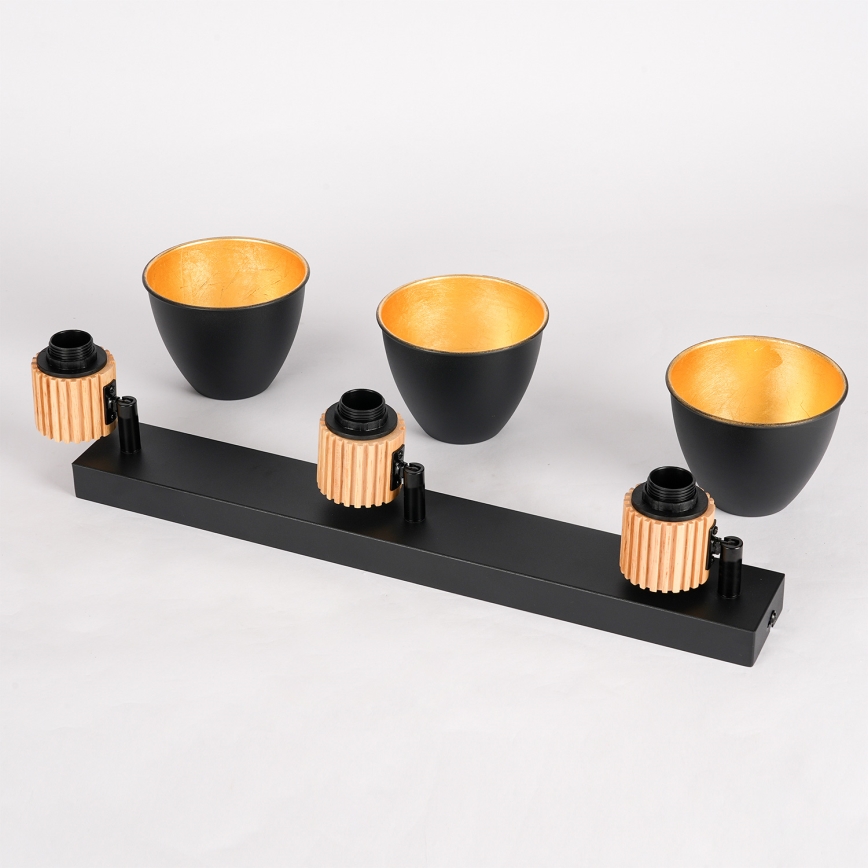 Brilagi - Lámpara de focos ODENSE 3xE14/10W/230V, madera de caucho/negro