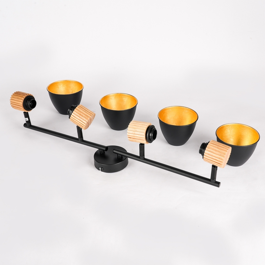 Brilagi - Lámpara de focos ODENSE 4xE14/10W/230V madera de caucho/negro