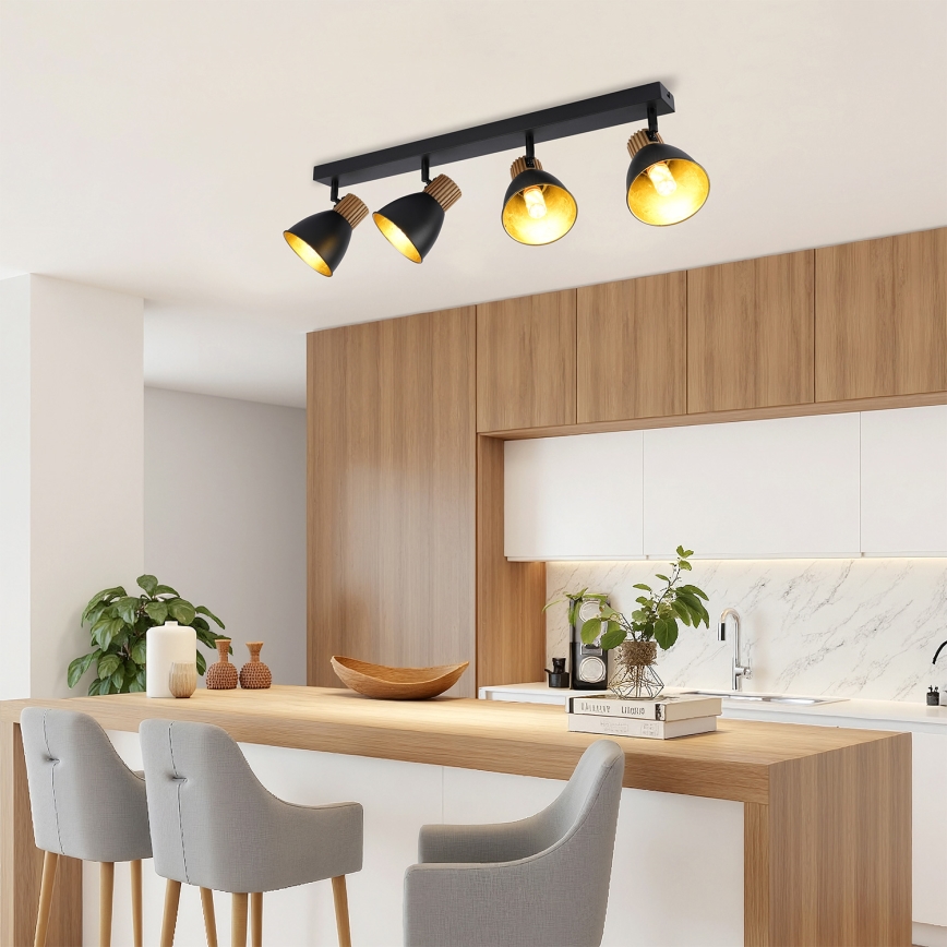 Brilagi - Lámpara de focos ODENSE 4xE14/10W/230V madera de caucho/negro