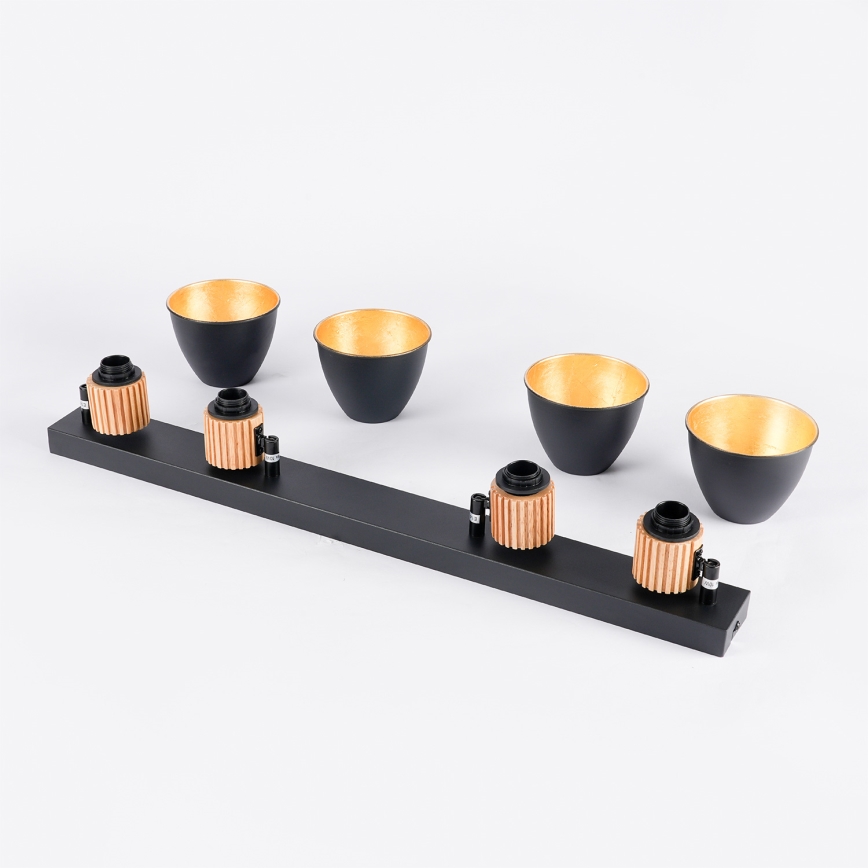 Brilagi - Lámpara de focos ODENSE 4xE14/10W/230V madera de caucho/negro