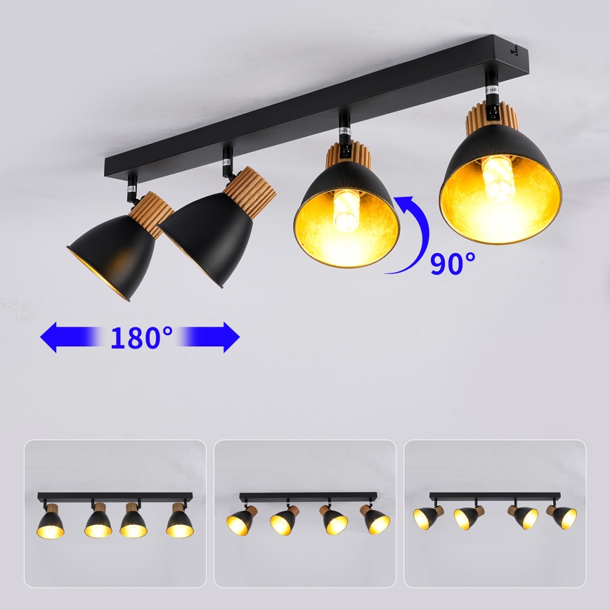 Brilagi - Lámpara de focos ODENSE 4xE14/10W/230V madera/negro